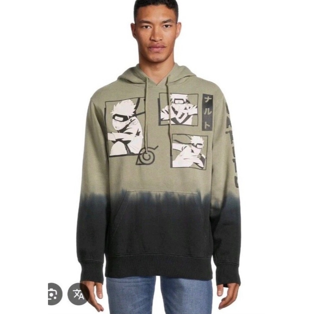 Naruto Shippuden Olive Anime Hoodie Sweatshirt Large